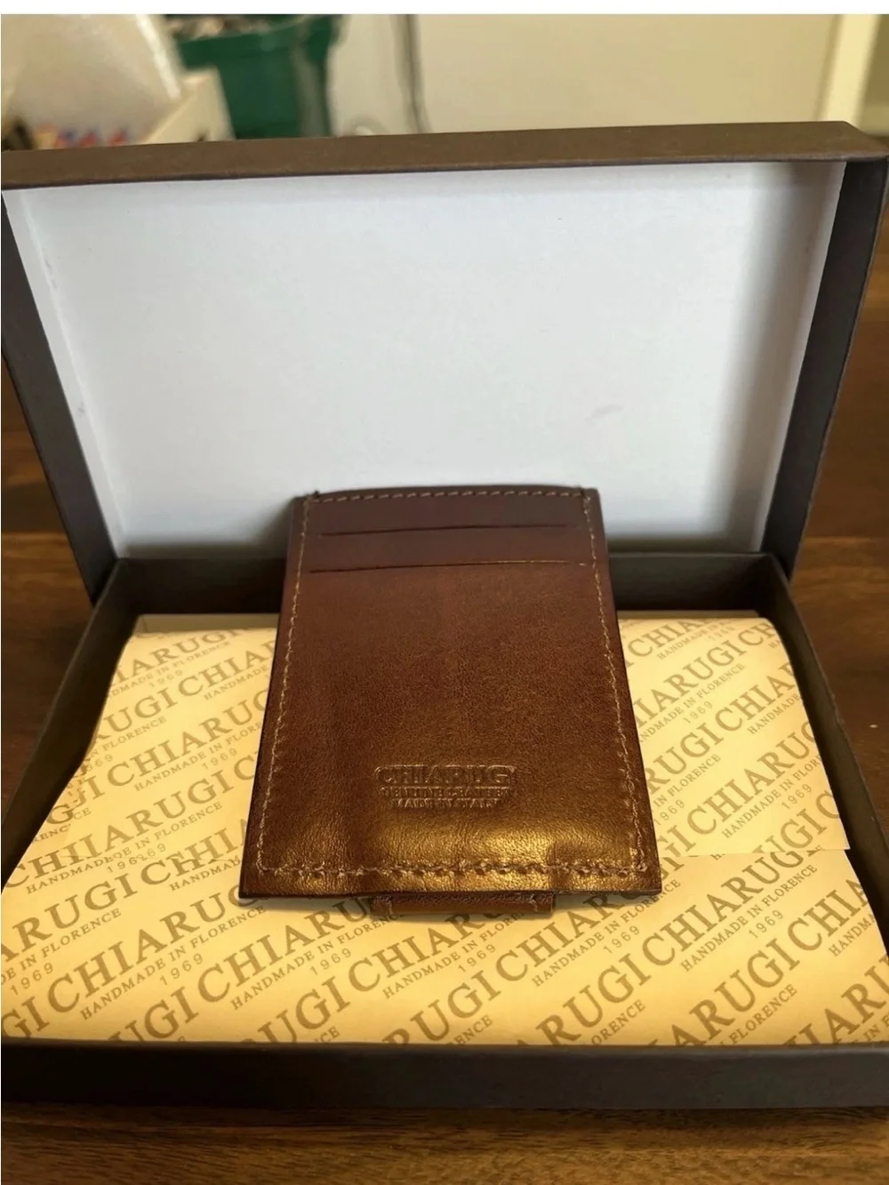 Brown Leather Money Clip - Crafted in Florence